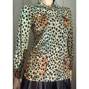 Vintage 70s Leopard Cat Print Button down Shirt Jacket